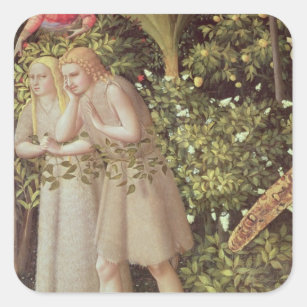 Adam en Eva uit het Paradijs gezet Vierkante Sticker