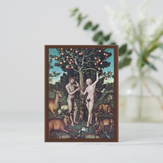 Adam en Eva van Cranach D. Ä. Lucas (Beste kwalite Briefkaart (Staand voorkant)
