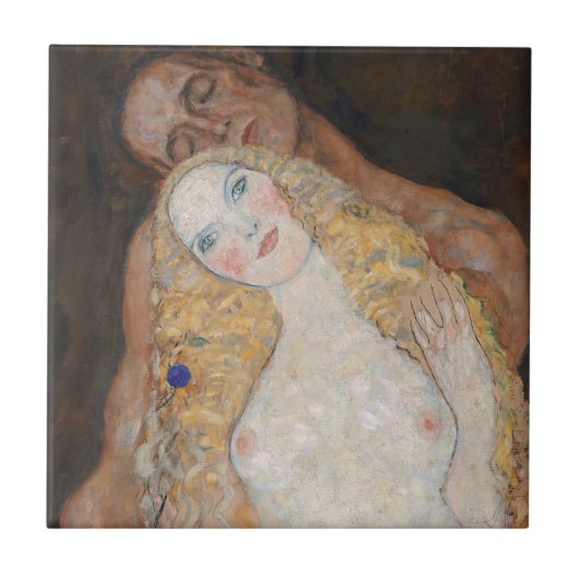 Adam en Eva van Gustav Klimt Tegeltje (Voorkant)