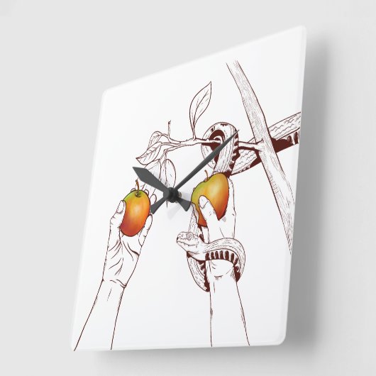 Adam en Eva Vierkante Klok (Hoek)