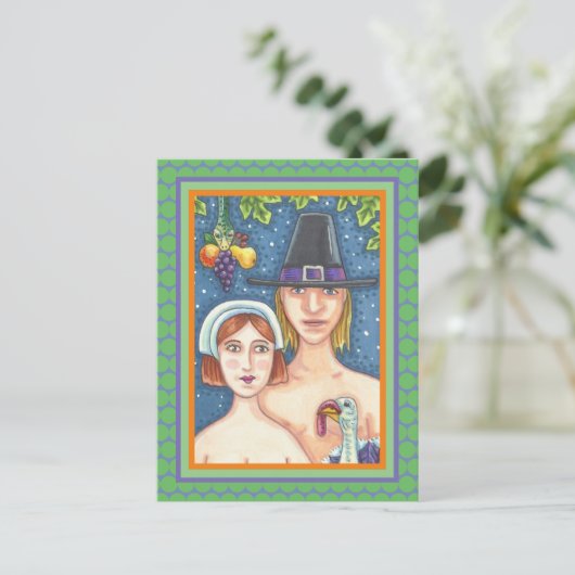 ADAM- EN EVE-PIJLEREN, BIBLIOTHEEKSE THANKSGIVING BRIEFKAART (Staand voorkant)