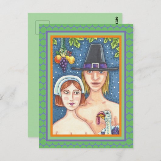 ADAM- EN EVE-PIJLEREN, BIBLIOTHEEKSE THANKSGIVING BRIEFKAART (Voorkant / Achterkant)