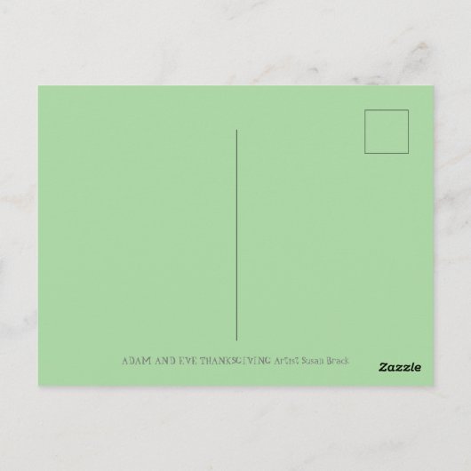 ADAM- EN EVE-PIJLEREN, BIBLIOTHEEKSE THANKSGIVING BRIEFKAART (Achterkant)