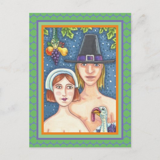 ADAM- EN EVE-PIJLEREN, BIBLIOTHEEKSE THANKSGIVING BRIEFKAART (Voorkant)