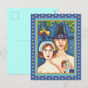 ADAM- EN EVE-PIJLEREN, BIBLIOTHEEKSE THANKSGIVING FEESTDAGENKAART