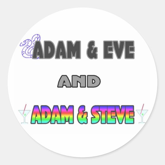 Adam & Eva & Adam & Steve Ronde Sticker (Voorkant)