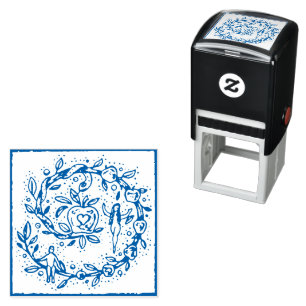 ADAM & EVA, APPEL IN TUIN VAN EDEN FOLKART KRANS ZELFINKTENDE STEMPEL