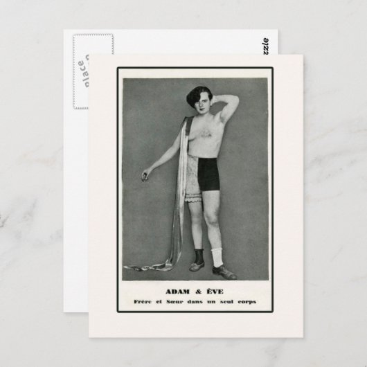 Adam & Eve Half Man Half Woman Briefkaart (Voorkant / Achterkant)