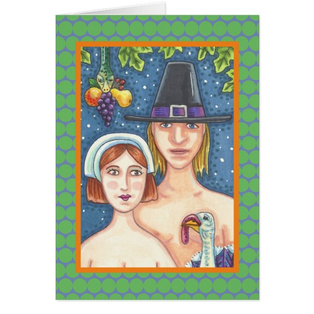 ADAM & EVE PELGRIMS THANKSGIVING KAART (Voorkant)