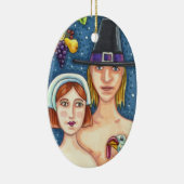 ADAM & EVE PILGRIMS THANKSGIVING BEWAREN KERAMISCH ORNAMENT (Rechts)