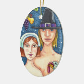 ADAM & EVE PILGRIMS THANKSGIVING BEWAREN KERAMISCH ORNAMENT (Links)