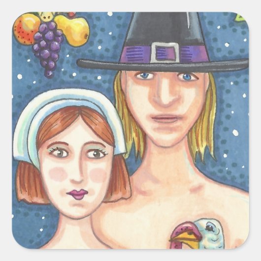 ADAM & EVE PILGRIMS THANKSGIVING STICKER SHEET Squ (Voorkant)