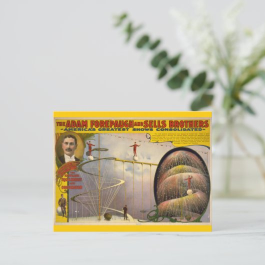 Adam Forepaugh en Sells Brothers Circus Poster Briefkaart (Staand voorkant)