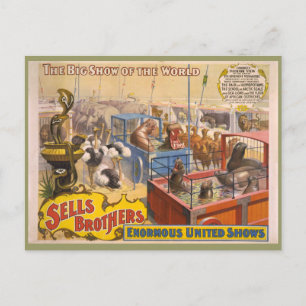 Adam Forepaugh en Sells Brothers Circus Poster Briefkaart