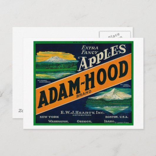 Adam-Hood Apple Crate LabelHood River, OF Briefkaart (Voorkant / Achterkant)