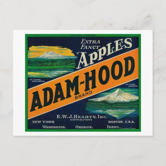 Adam-Hood Apple Crate LabelHood River, OF Briefkaart (Voorkant)
