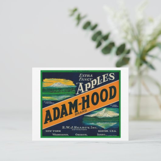 Adam-Hood Apple Crate LabelHood River, OF Briefkaart (Staand voorkant)