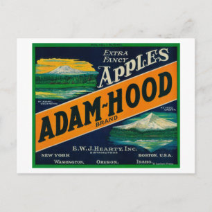 Adam-Hood Apple Crate LabelHood River, OF Briefkaart