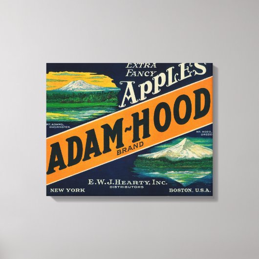 Adam-Hood Apple Crate LabelHood River, OF Canvas Afdruk (Voorkant)