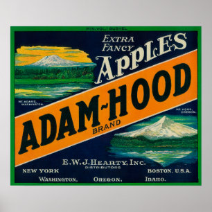 Adam-Hood Apple Crate LabelHood River, OF Poster