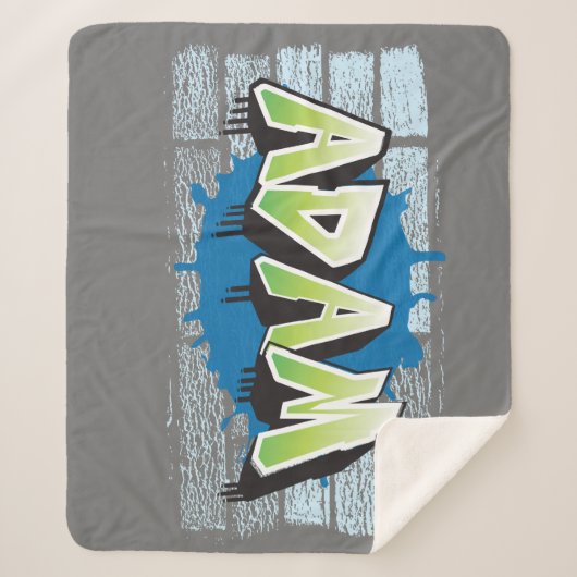 Adam Jouw naam Graffiti Brick Wall stilgezet Sherpa Deken (Voorkant)