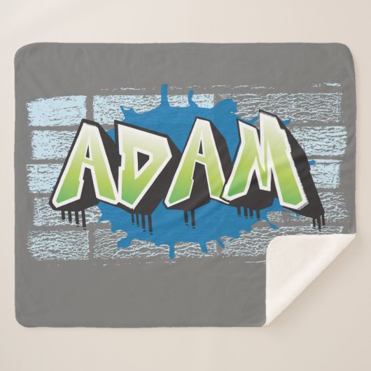 Adam Jouw naam Graffiti Brick Wall stilgezet Sherpa Deken (Voorkant (horizontaal))
