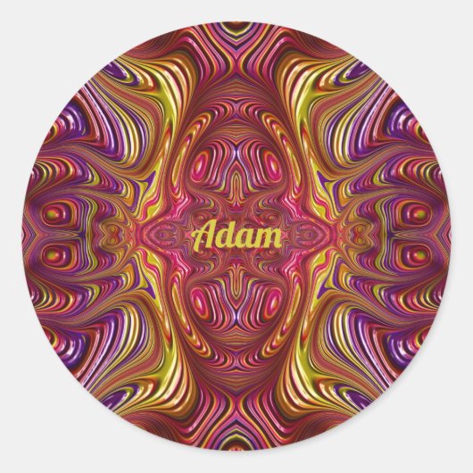ADAM ~ Meerkleurig fractaal ontwerp ~ Classic Roun Ronde Sticker (Voorkant)