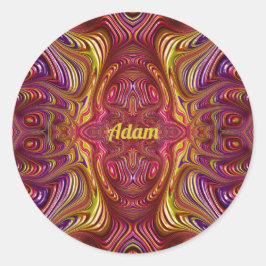 ADAM ~ Meerkleurig fractaal ontwerp ~ Classic Roun Ronde Sticker