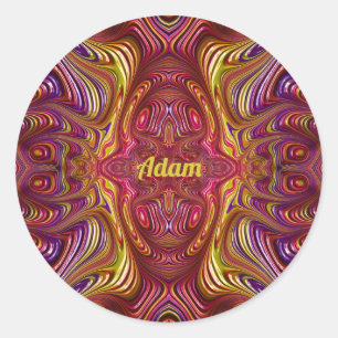 ADAM ~ Meerkleurig fractaal ontwerp ~ Classic Roun Ronde Sticker