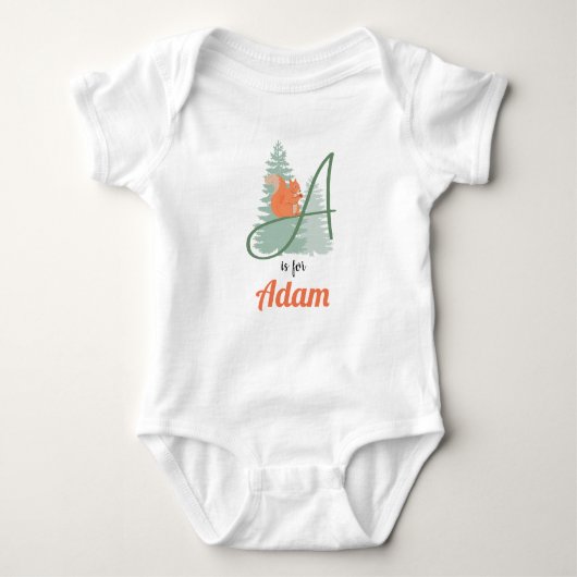 Adam Name onthult een Woodland Boy Squirrel Romper (Voorkant)
