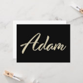 Adam Name white gold Handwriting Karte Kaart (Voorkant / Achterkant in situ)