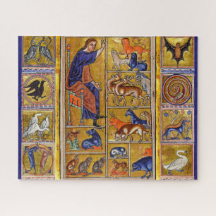 ADAM NAMING DIEREN, MEDIEVAL BESTIARY, DEERS, LION LEGPUZZEL