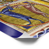 ADAM NAMING DIEREN, MEDIEVAL BESTIARY, DEERS, LION PERFECT POSTER (Hoek)