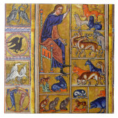 ADAM NAMING DIEREN, MEDIEVAL BESTIARY, DEERS, LION TEGELTJE (Voorkant)