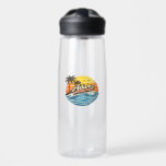 Adam Retro Sunset Name Design Waterfles<br><div class="desc">Retro sunset name design featuring Adam in a vintage beach sunset style with palm trees,  ocean waves,  and birds. A classic retro aesthetic perfect for personalized name gifts and everyday wear.</div>