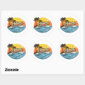 Adam Retro Zonsondergang Naamontwerp Ronde Sticker (Vel)