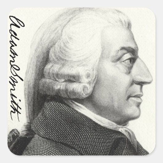 Adam Smith Profile (met handtekening) Vierkante Sticker (Voorkant)