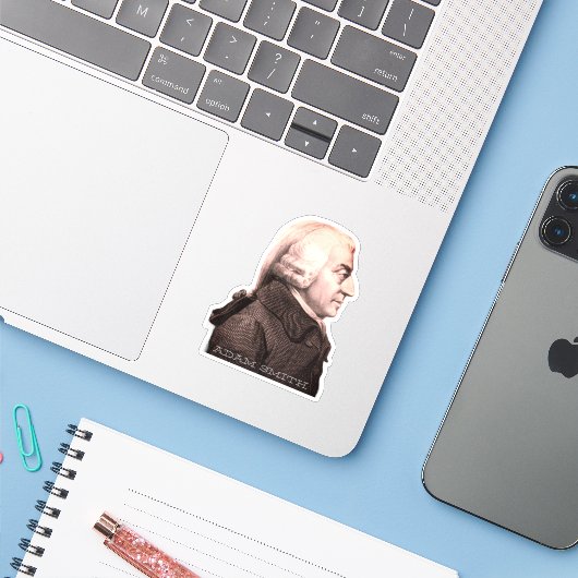 Adam Smith Sticker (Laptop met iPhone)