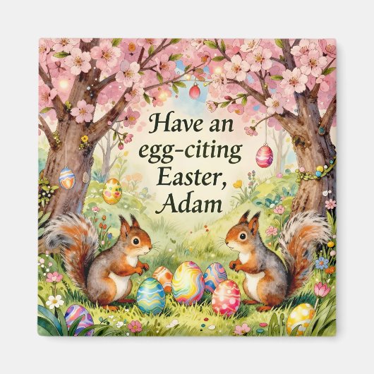 ADAM ~ Squirrels collecting Easter Eggs ~  Magnet (Voorkant)