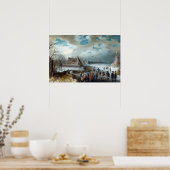 Adam van Breen Skating op de Bevroren Amstel Poster (Keuken)