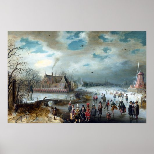 Adam van Breen Skating op de Bevroren Amstel Poster (Voorkant)