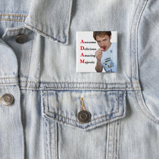 Adam Vierkante Button 5,1 Cm (In situ)