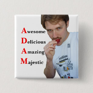 Adam Vierkante Button 5,1 Cm