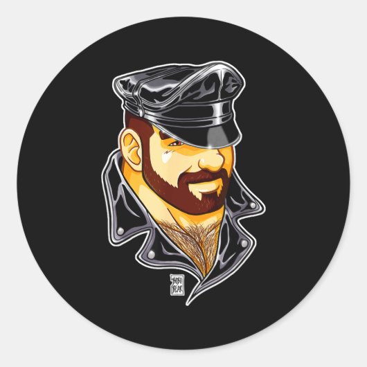 Adam vindt leren hoed leuk ronde sticker (Voorkant)