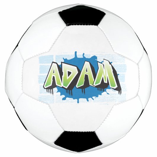 Adam Your Name Graffiti Brick Wall Stylized Voetbal (Voorkant)