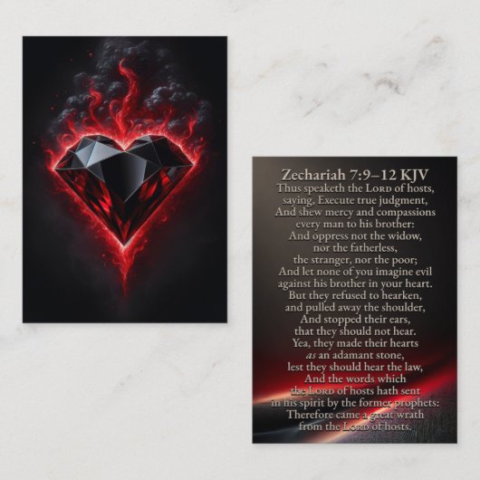 Adamant Heart | Zacharia 7:9-12 KJV Kaart Box Visitekaartje (Voorkant / Achterkant)