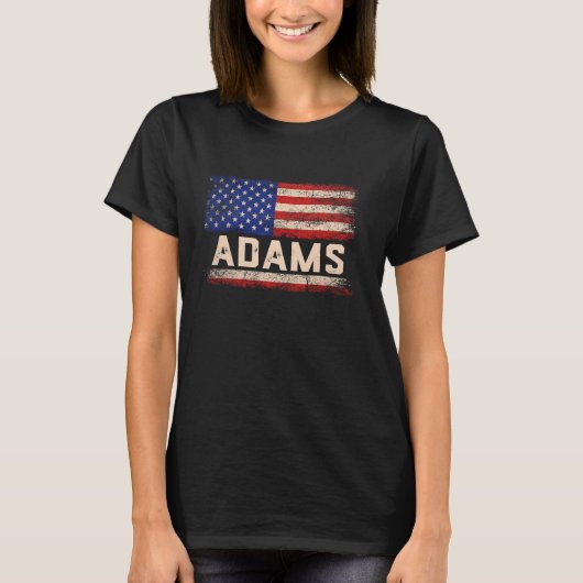Adams Achternaam Shirt Adams Naam American Flag (Voorkant)