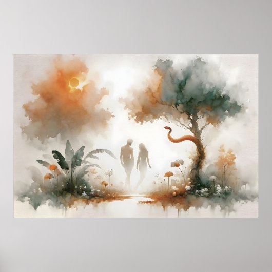 Adams en Eva Kunst Tuin van Eden Print Schepping (Voorkant)