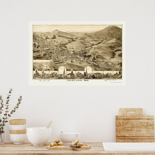 Adams, MA Panoramic Map - 1882 Poster (Keuken)