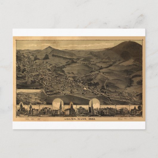 Adams, Massachusetts in 1882 Briefkaart (Voorkant)